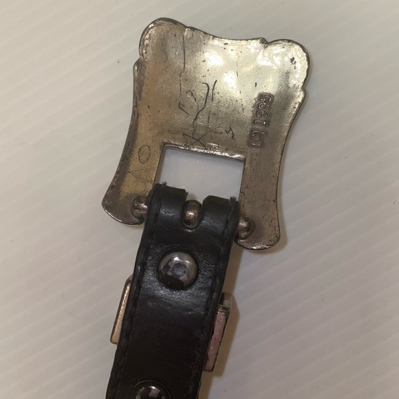 Western Silver Filigree and Black Leather Belt Made in 1995 - Picture 13 of 15